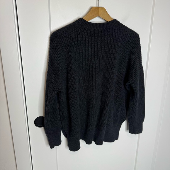 All Saints Aria Laced Sweater 100% Cotton Chunky Knit Black Crewneck Size Small - Picture 7 of 7